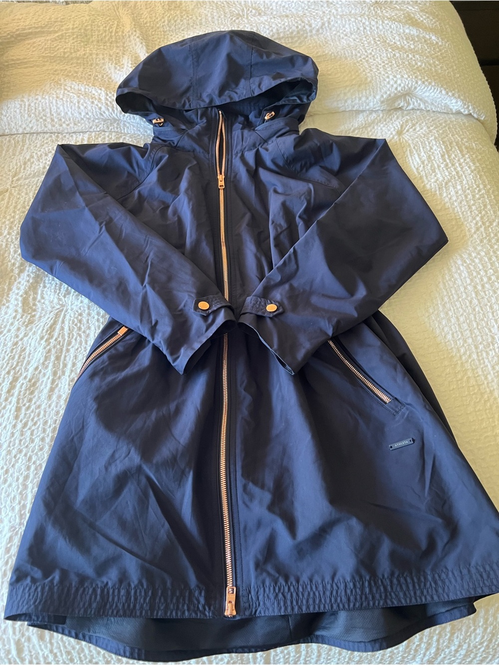 Athleta Navy Hooded Lightweight Jacket Raincoat Size L